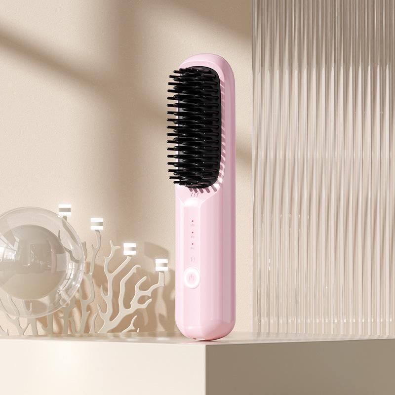 Portable Wireless Mini Electric Hair Straightener Comb with Fast Ceramic Heating