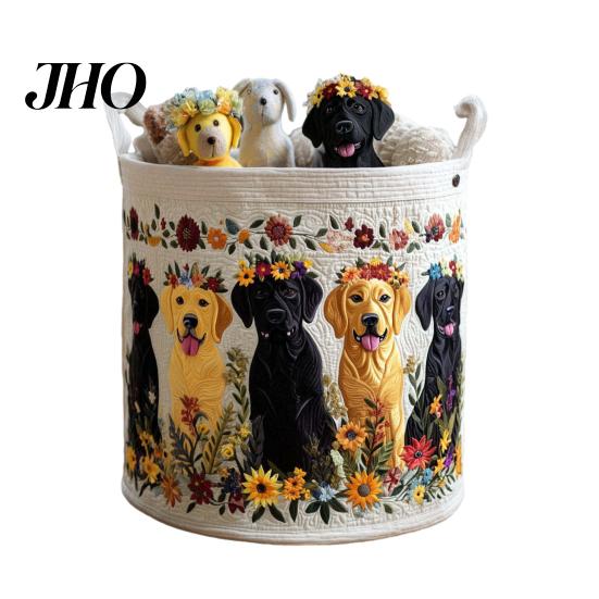 Laundry Basket for Bedroom Quilted Foldable Boho Fabric Hamper Cute Cat Storage Clothes Toys Blankets Nursery Bathroom