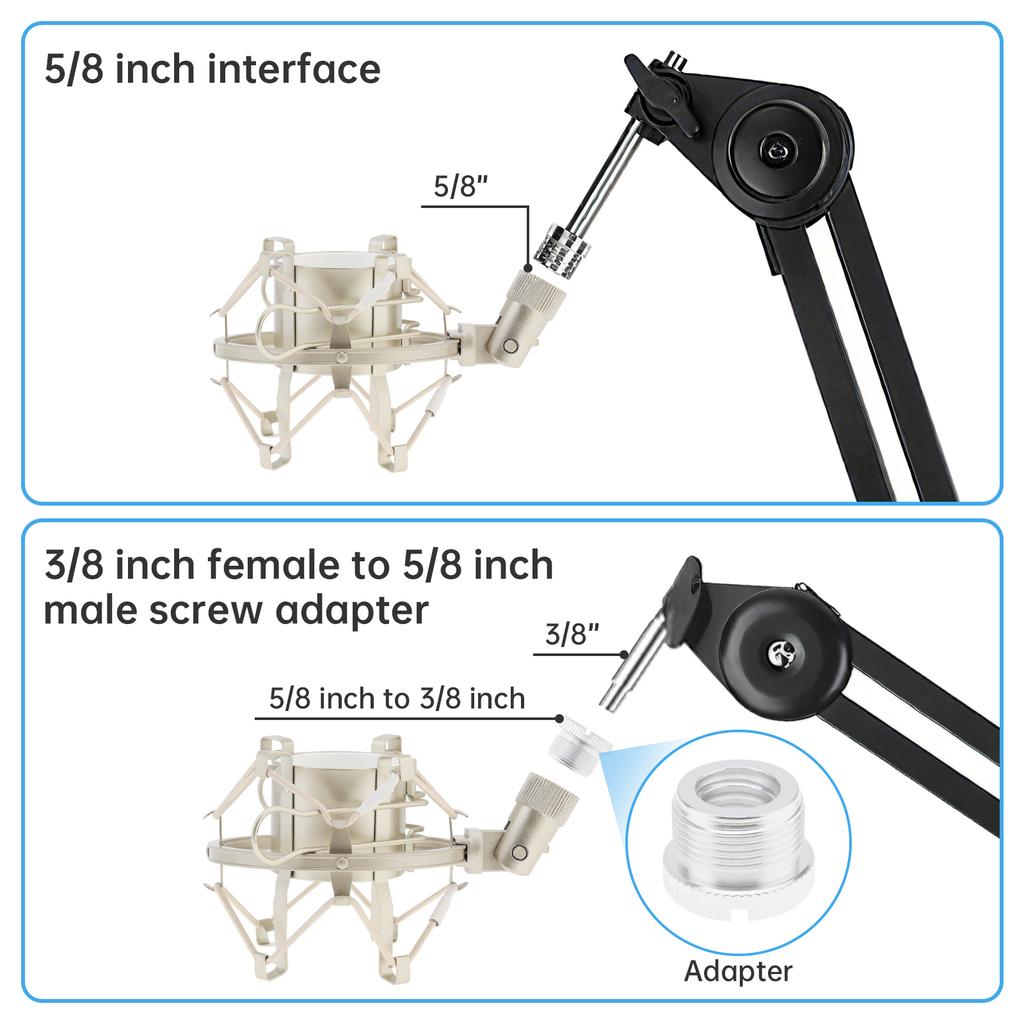 Anti Vibration Suspension Microphone Shock Mount Universal 46-50mm Diameter Condenser Mic Includes Screw Adapter Elastic Band Studio Recording