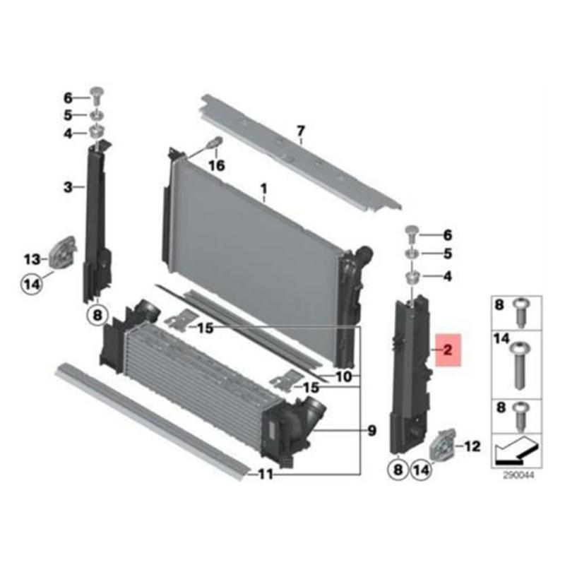 Пластиковый кронштейн радиатора бака для воды, левый и правый, совместимый с F30 328i 335i F32 17117600536 17117600537, 2 шт. в упаковке