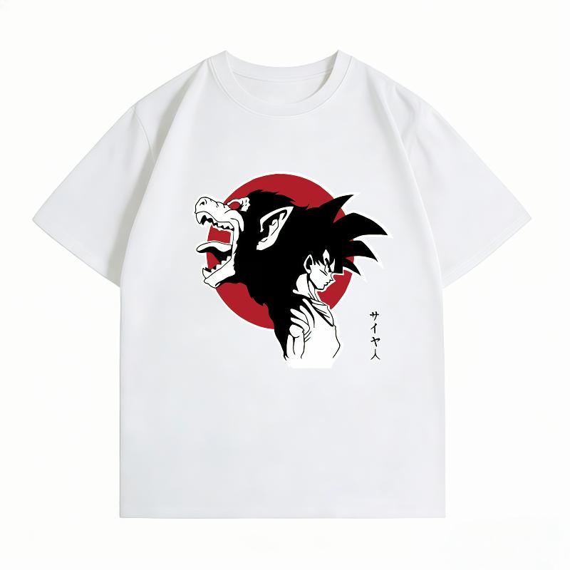 Dragon Ball Goku Oozaru Saiyan Silhouette Print Tshirt Casual Short Sleeve Cotton Anime Streetwear Unisexs Tshirt