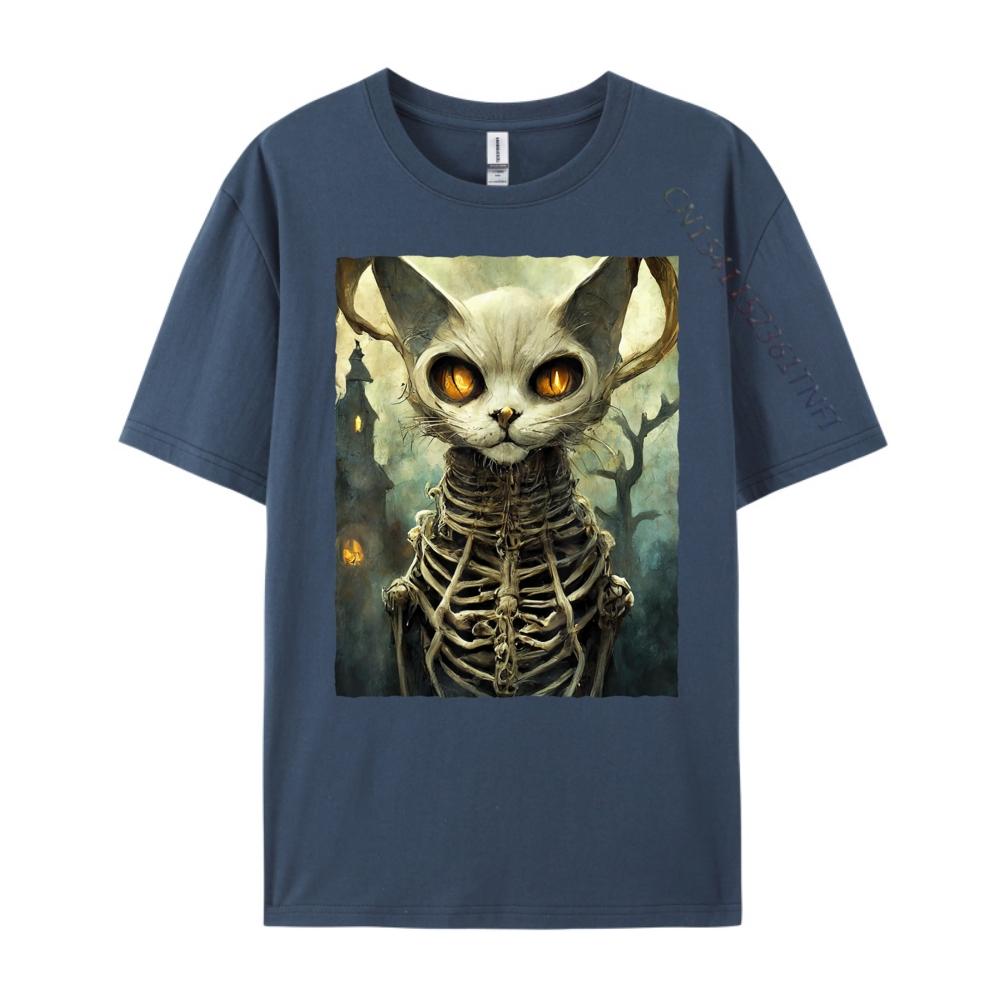 Halloween Skeleton Cat Funny T Shirts Unisex Clothes Tops Tshirt Clothing Unisexs Gifts Vintage Short Sleeve