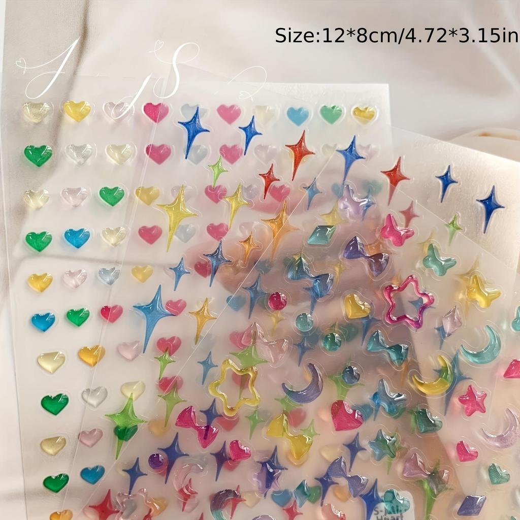 1 шт. Креативная трехмерная рельефная звезда сердце желе декоративная паста музыкальный фестиваль украшение для лица паста милое сердце украшение для ногтей