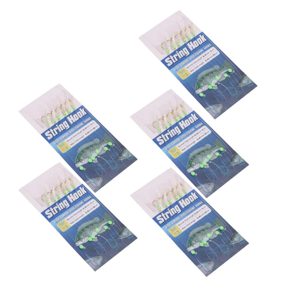 5 Sets Soft Fish Skin Fishing Rigs with Luminous Beads Fishing Lure Rigs  Saltwater Fishing