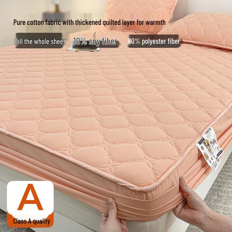 Class A Pure Cotton Quilted Waterproof Non-Slip Antibacterial Fitted Mattress Protector for Hotel and Home Use