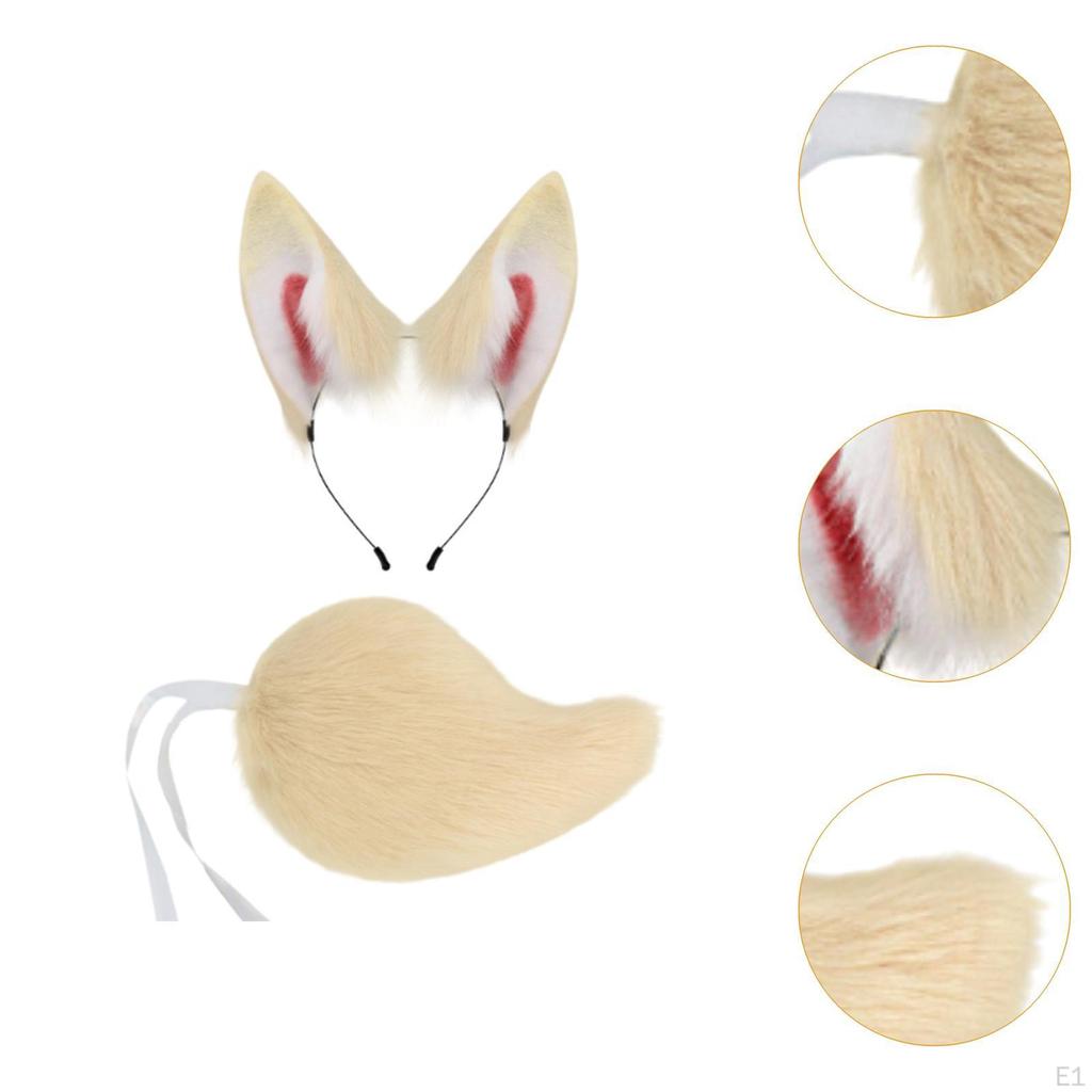 Bunny Ears and Tail Set Headwear Decorative Plush Headband for Party Favors