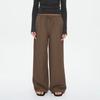 Solid-color Casual and Versatile Stretched-waist Drawstring Straight-leg Long Pants for Women
