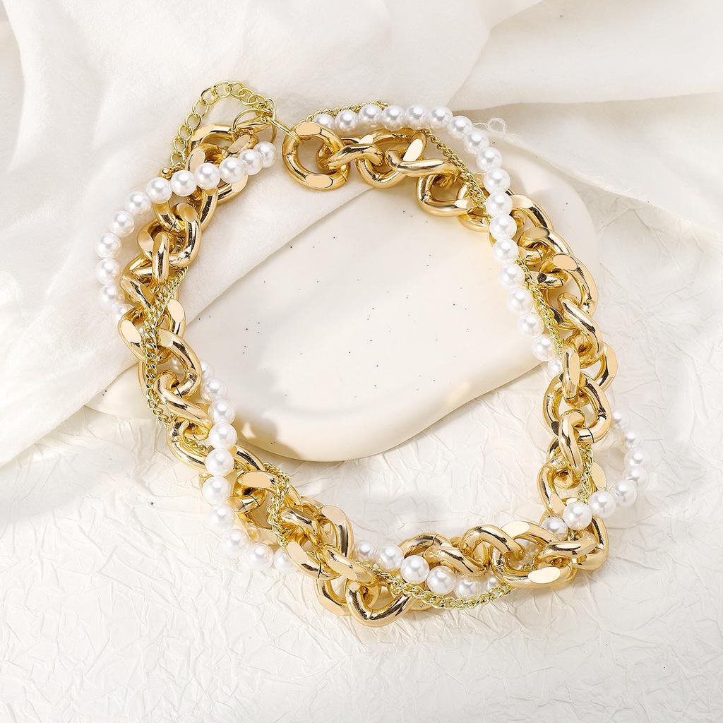 Европейская и американская металлическая ветряная жемчужная многослойная цепочка на шею для женщин, легкая роскошь, высококачественное винтажное средневековое ожерелье