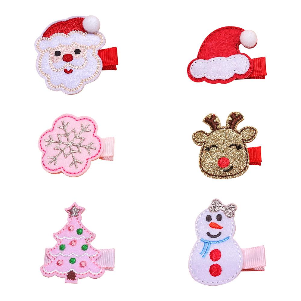Детский рождественский набор заколок для волос: Шапка Санты, снежинка, снеговик, елка и повязка на голову в виде лося