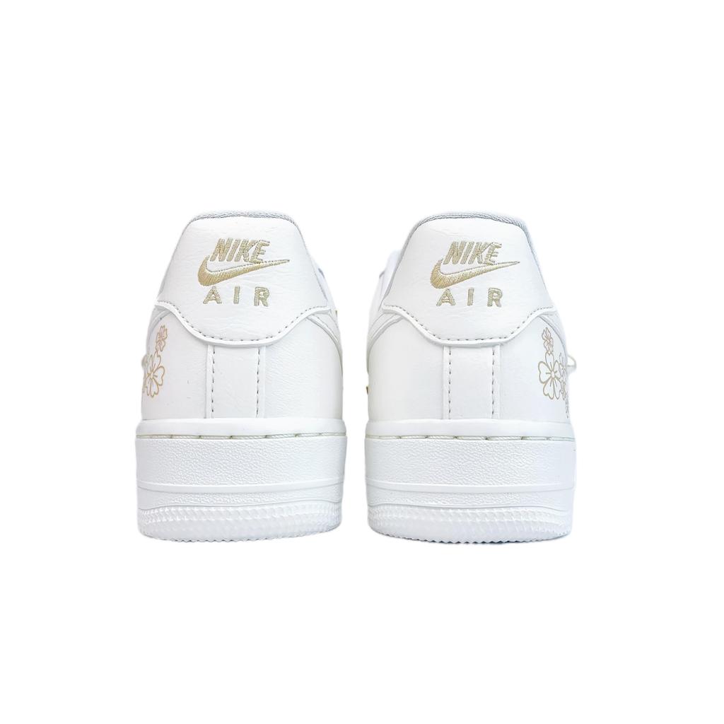 Nike Air Force 1 Износостойкие Износостойкие Низкие Кеды для Скейтборда Женские Белый Розовый Золотой FV3654-111(Команда74-)