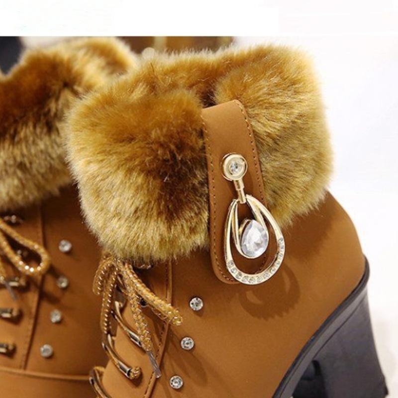 Women Fashion Winter Boots Winter Warm Snow Boots Warm Cotton Boots Non-slip Hiking Boots Fur Boots