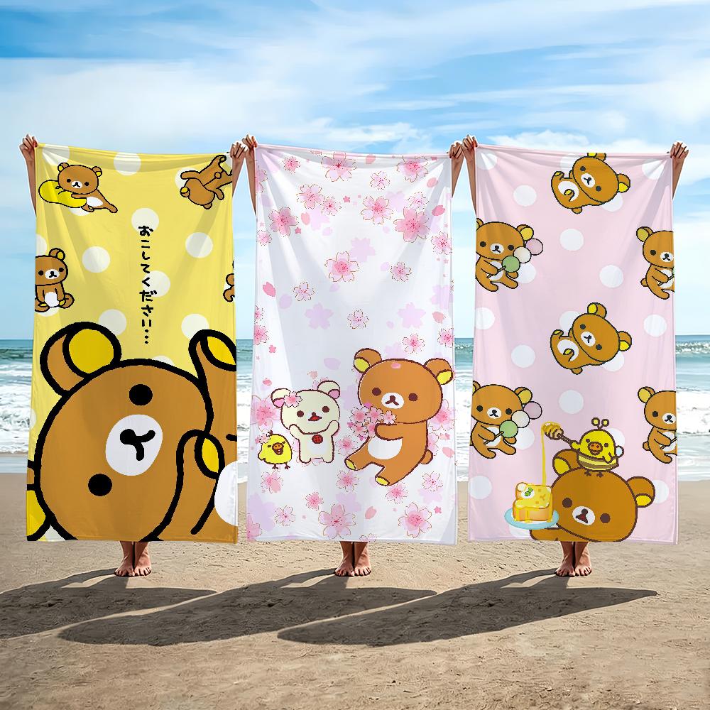 Милое Полотенце R-Rilakkuma Пляжное Полотенце Дорожное Легкое Приятное для Кожи Для Бассейна Пляжа Кемпинга Круиза Лето