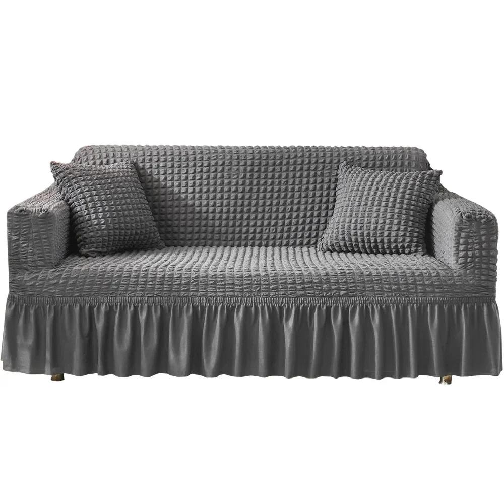 High Elastic Bubble Grid Sofa Cover Full Coverage Seersucker Skirt Pet Anti Dirt Washable High Elastic Durable Betræk Til Sofa