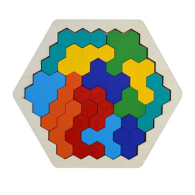 Новая 1× Деревянная головоломка-танграм в форме шестиугольника, игрушка-головоломка для развития логики и IQ для детей