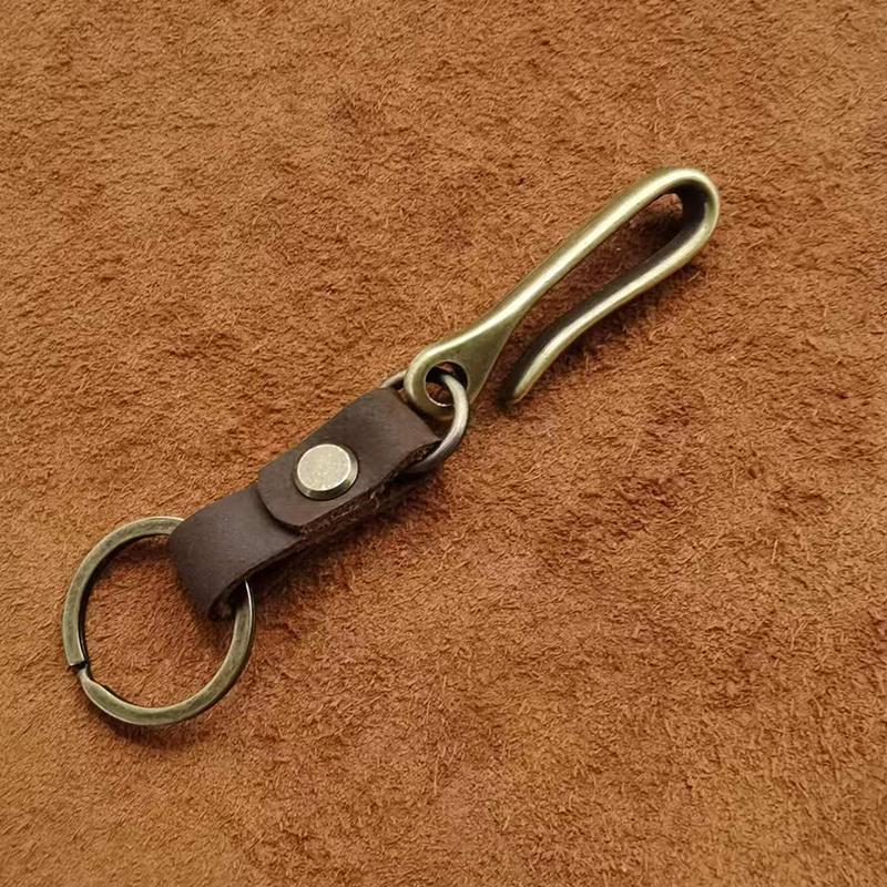 Vintage Genuine Leather Keychain Accessories High Quality Cowhide Key Chain For Men  U-Waist Keyring Hook