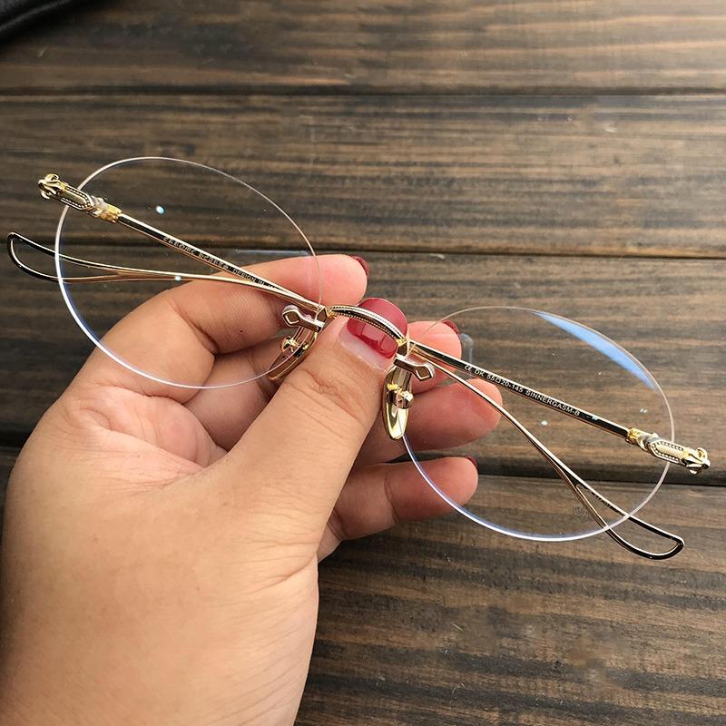 New rimless anti-blue glasses for women without makeup, advanced color-changing eye protection, rimless glasses frame, Sven men