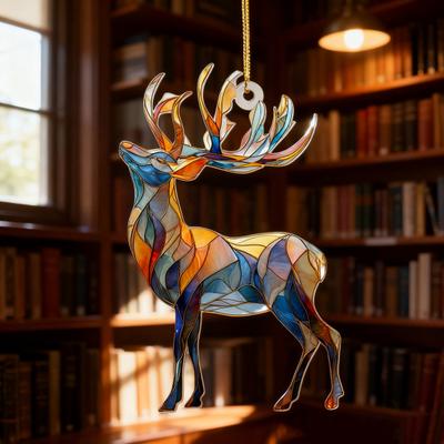 Красочный кулон в виде животного, акриловый ловец солнца, подвесное украшение на окно, 2D акриловый принт, праздничный декор для рождественской елки и дома