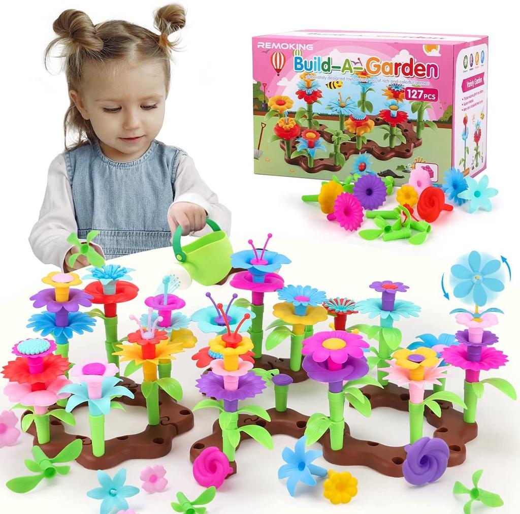 REMOKING Building Gerde Baby 3D Educational Develops Imagination and Fingertip Early Color Shape Birthday Gift Blocks, Blocks, 130pcs, Toys, Girls,