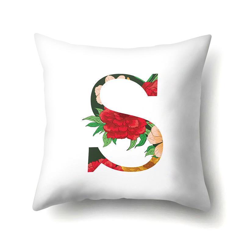 Полиэстеровая наволочка Акварельные цветы Принт для украшения автомобиля 26 английских букв Домашняя наволочка для подушки