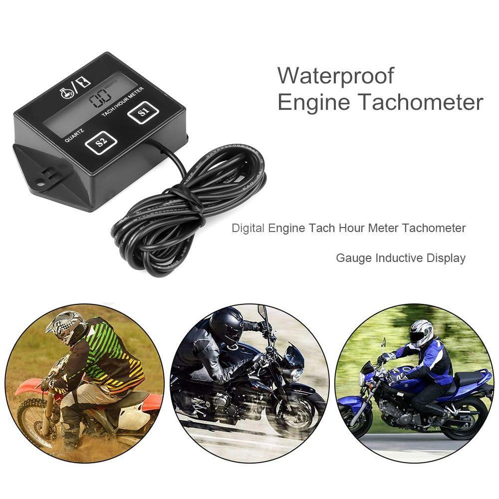 Professional Inductive LCD Display Digital Engine RPM Meter Engine Tach Hour Meter Tachometer Gauge