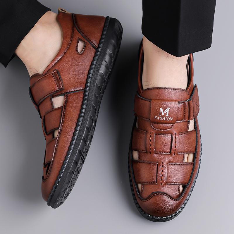 Мужские сандалии Обувь Противоскользящая дышащая полая обувь для спорта на открытом воздухе Пляжная обувь Повседневные сандалии Мужские сандалии с закрытым носком