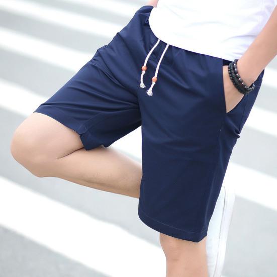 Мужские повседневные шорты-карго с эластичной завязкой на талии и карманами, повседневные шорты, однотонные прямые шорты до колена, уличная одежда