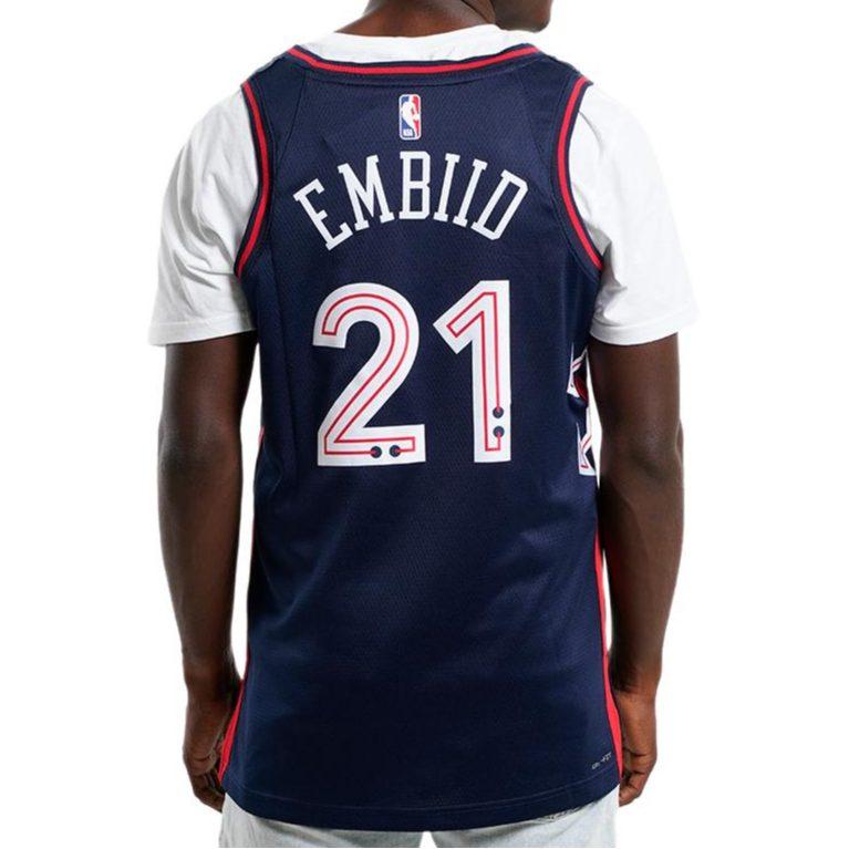 Nike Dri Fit НБА Свингмен Джоэл Эмбиид Филадельфия 76ers Городская версия 2023/24 Майка DX8515-420