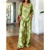 Spot Y1 bohemian V-neck top wide-leg pants two-piece women's clothing European and American fashion suit