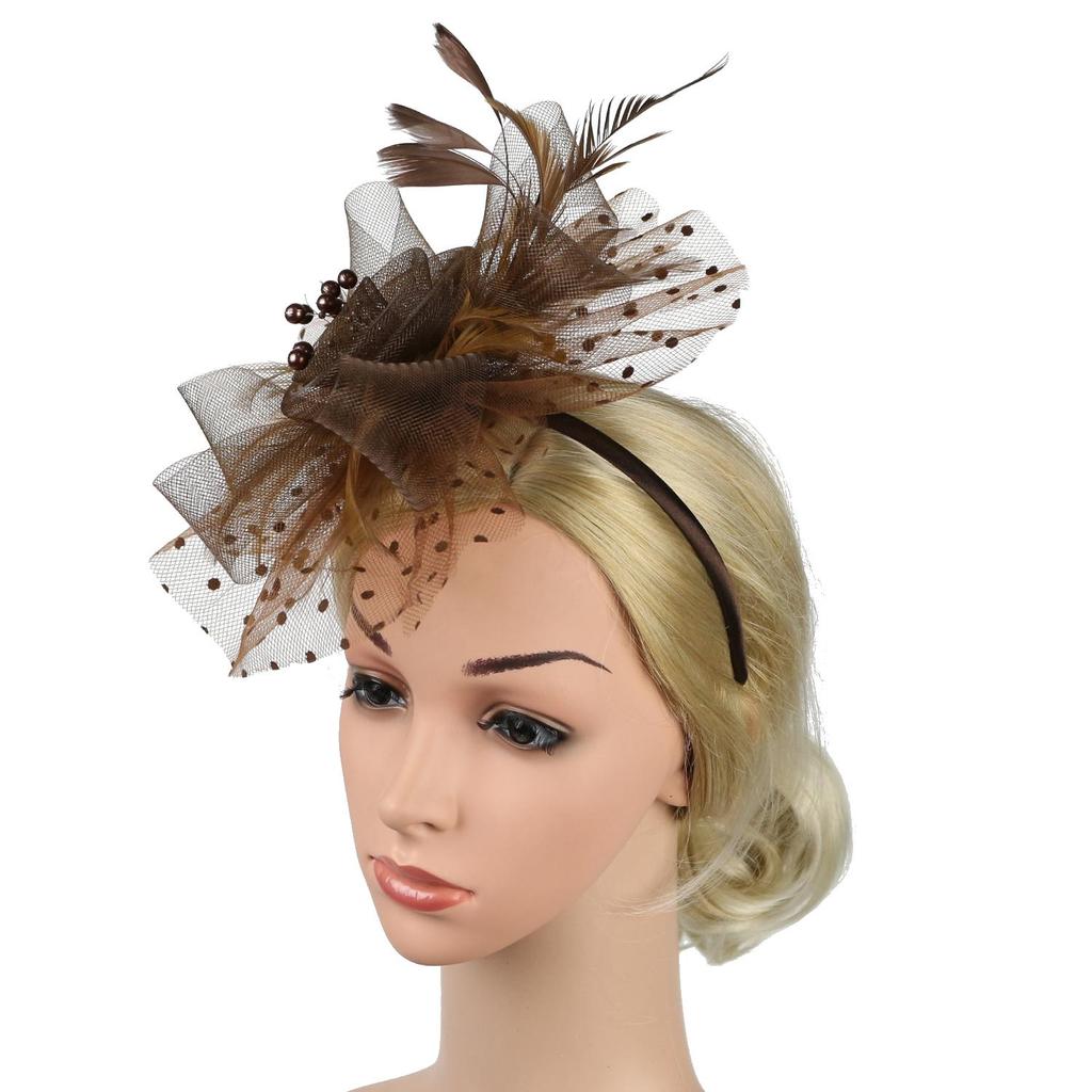 Flower Cocktail Wedding Feathers Hair Clip Alice Headband Clip Tea Party Headband Fascinator Hat