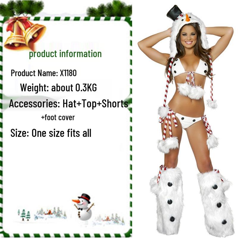 Европейские и американские рождественские костюмы: Очаровательные белые пушистые костюмы снеговиков для пар, идеально подходящие для праздничных вечеринок