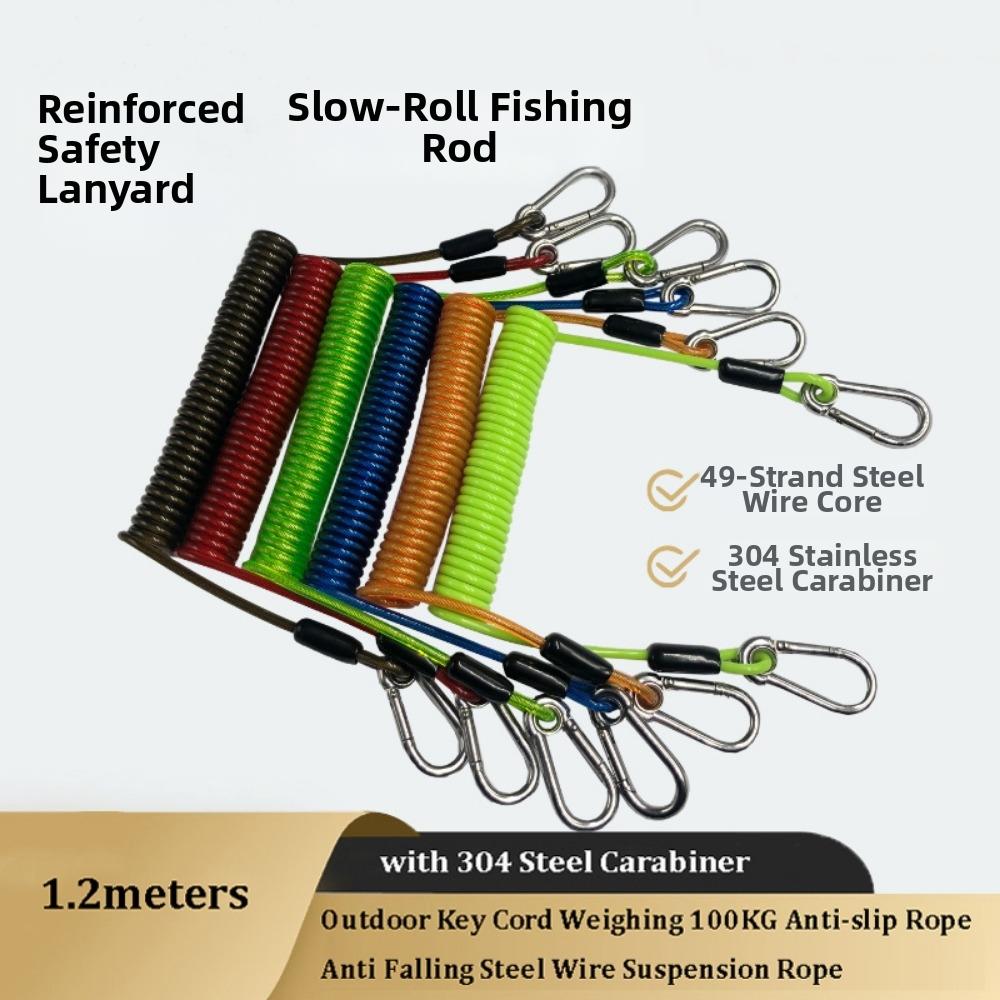 with 304 Steel Carabiner Outdoor Key Cord 1.2meters Suspension Rope New Fishing Lanyards
