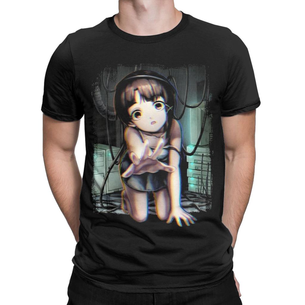 Serial Experiments Lain Anime Merch Men Women T Shirts Pure Cotton Tee Graphic Printed Cartoon Lain Iwakura T-shirt Clothing