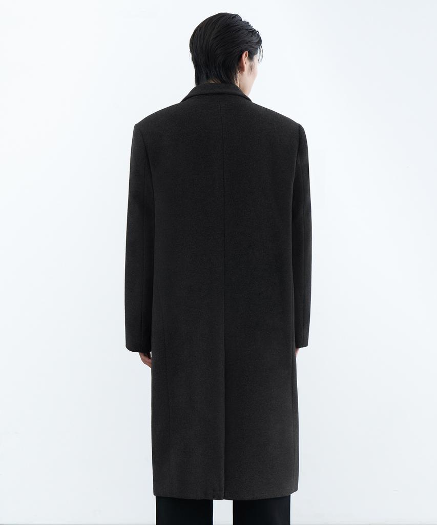 Musinsa Standard Cashmere Blend Masculine Chesterfield Long Coat [Charcoal Grey]