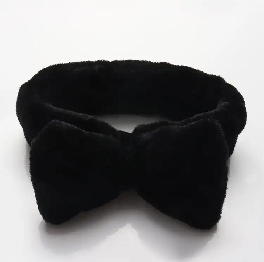 Повязка на голову с бантом из кораллового флиса, женская широкая повязка на голову для мытья лица, однотонная плюшевая повязка для волос, простые аксессуары для волос.