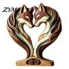 Decorative Wooden Animal Ornaments Ornament with Stable Base, Double Layer Carved Figurine, Rustic Wood Crafts for Office Heart Shape Sculpture