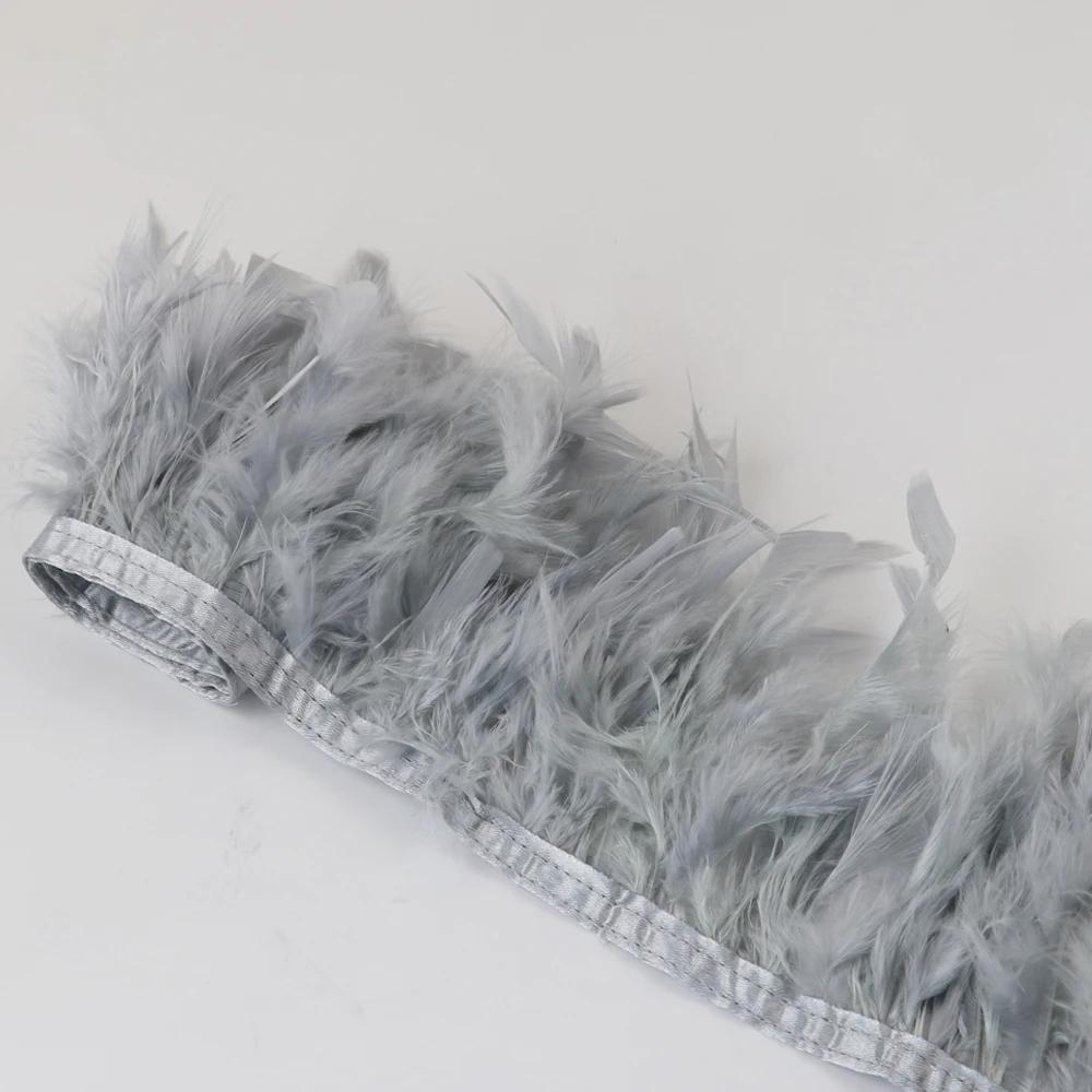 1 метр Натуральная отделка из перьев индейки Высота 10-15 см Свадебная одежда Украшение платья DIY Перьевая лента Швейные поделки