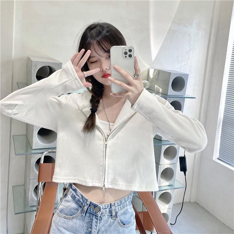 New Autumn and Winter Long-sleeved Zipper Hooded Sweatshirt Women's Korean Loose Ins Student Short Jacket Top