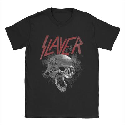 Футболка с изображением шлема War Skull Slayer Band для мужчин, чистый хлопок, забавная футболка с круглым воротником, короткий рукав, большой размер