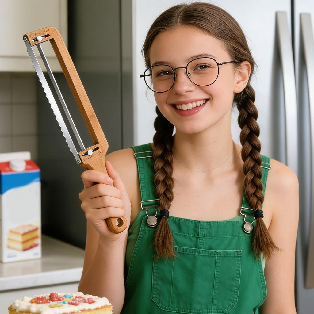 Нож для хлеба, Регулируемый для хлеба – Модернизированный для домашнего и заквасочного хлеба, С зубчатой нержавеющей сталью и направляющей для толщины,