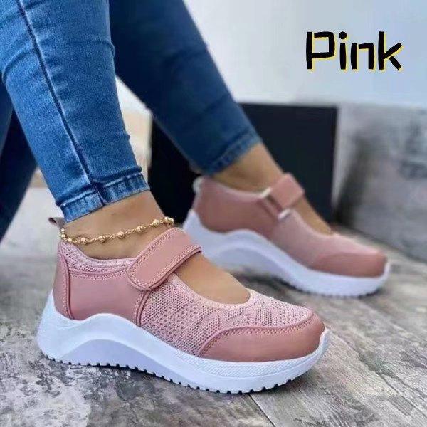 Новые модные женские повседневные дышащие одинарные туфли женские кроссовки на плоской толстой подошве с липучками однотонные