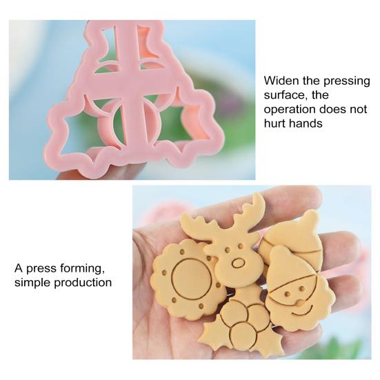8 шт. Набор рождественских формочек для печенья 3D Мини-штампы для выпечки DIY Пресс-формы