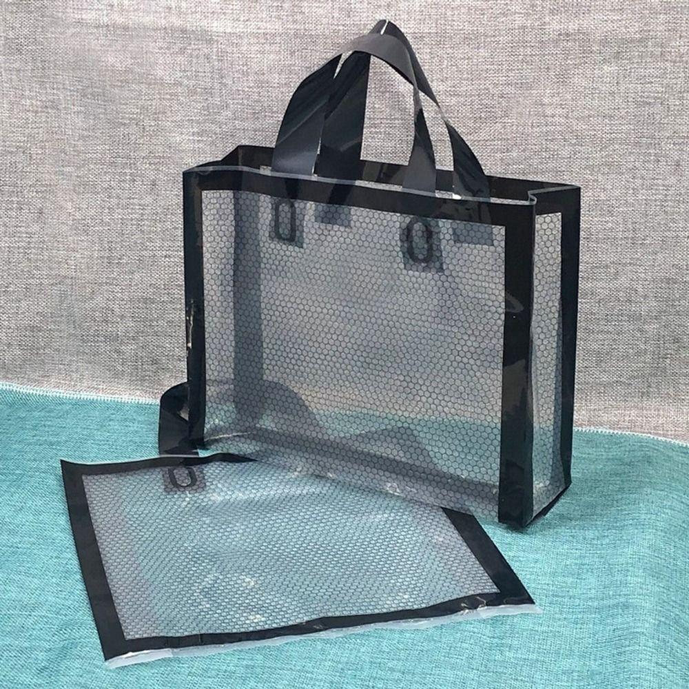 50Pcs Solid Color Plastic Grid Bag White/Black/Gold Christmas Gift Bag Mother's Day