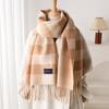 British Classic Plaid Scarf  Striped Unisex Winter Wrap, Soft Warm Windproof Tassel Edges, Versatile Male & Female Scarf