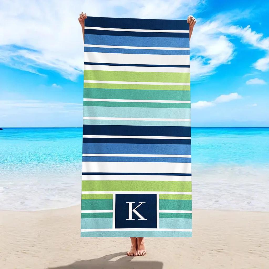 Ultra-Absorbent Striped Beach & Bath Towel - Thick, Soft, Microfiber