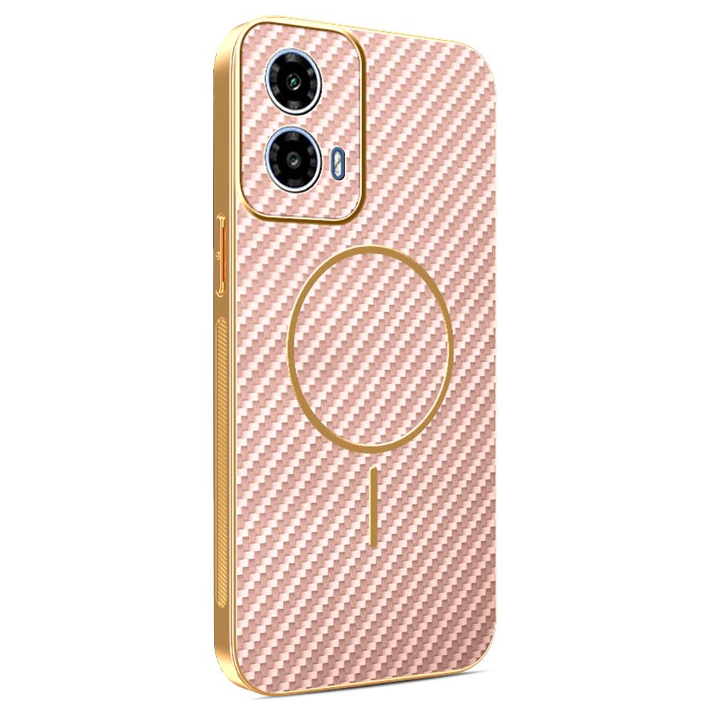 For Motorola Moto G34 5G/G45 5G Phone Case Carbon Fiber Textured Electroplated TPU Back Cover