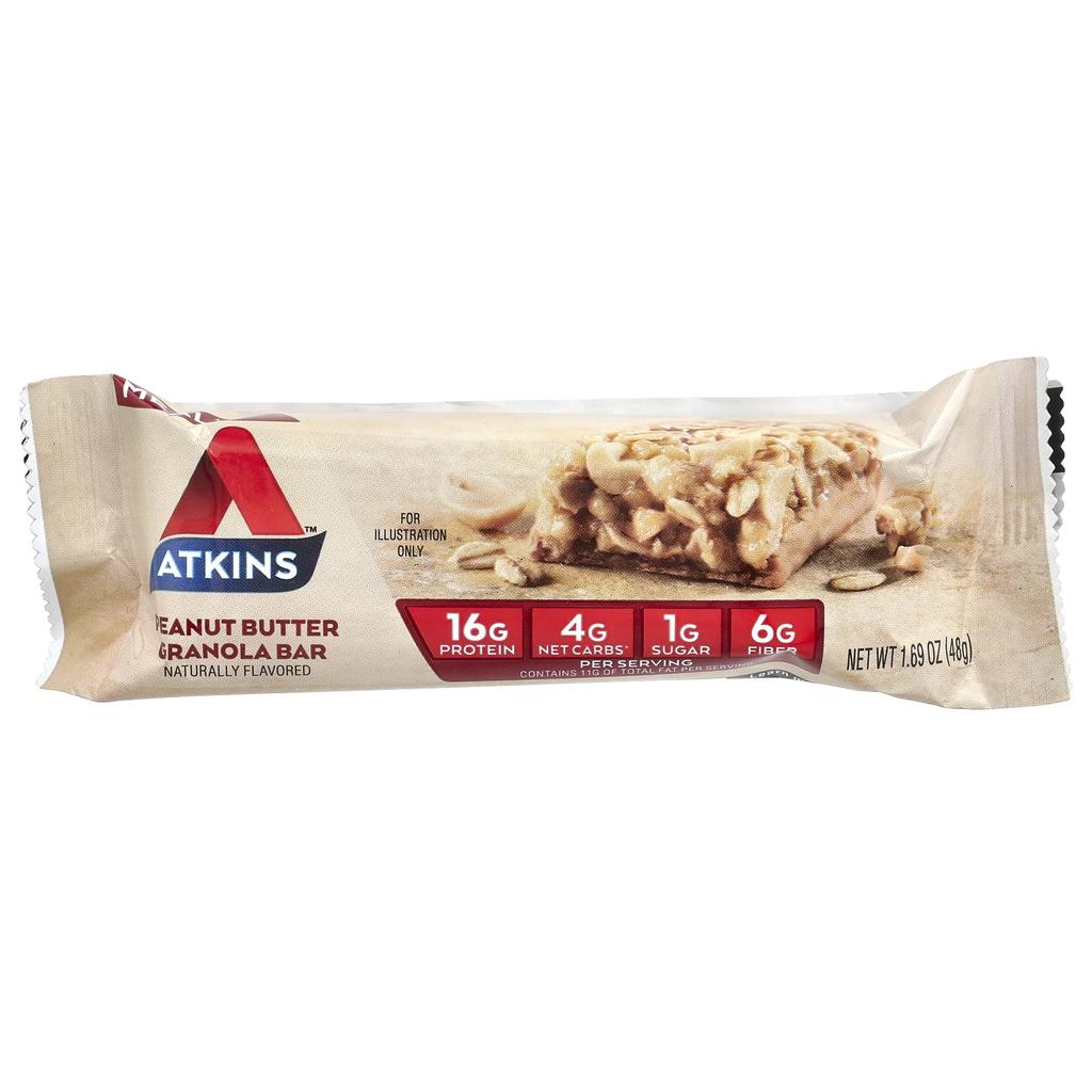 Atkins, Protein Meal Bar, гранола с арахисовым маслом, 8 батончиков, 48 г (1,69 унции) каждый