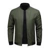 Fall Winter Men Jacket Stand Collar Zip-up Smooth Surface Solid Color Plus Size Loose Thin with Pockets Father Business Travel Coat Mid-aged