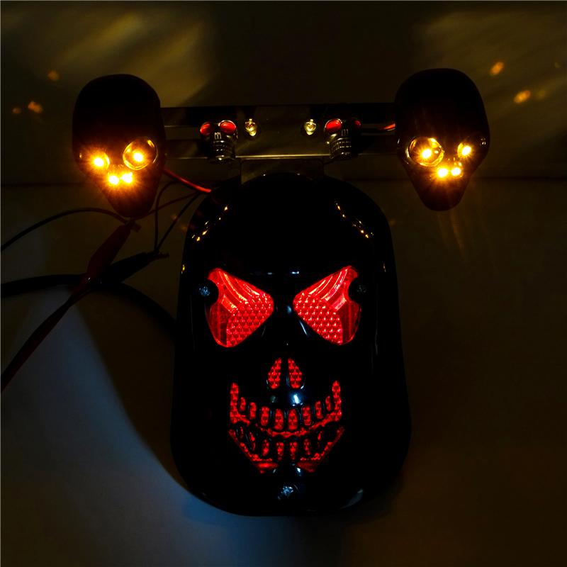 1 пара сигнальных фонарей для мотоциклов в форме черепа, украшение для мотоцикла, светодиодный указатель поворота, задний стоп-сигнал, универсальные аксессуары