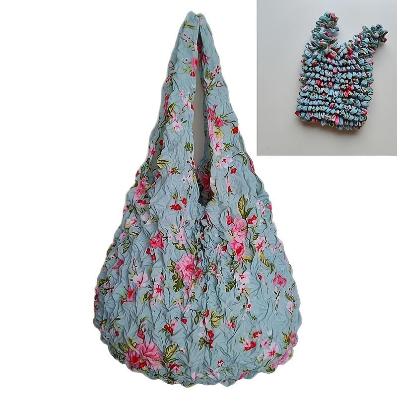 Fashion Magic Elastic Bubble Pleated Shopping Bag, Multifunctional Washable Portable Bag for Travel & Everyday