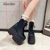 Fashion Height Increasing Super High Heeled Women's Boots Thick Bottom Lace Up Sneakers Anti-slip Breathable Cos Shoes Bottes Femmes